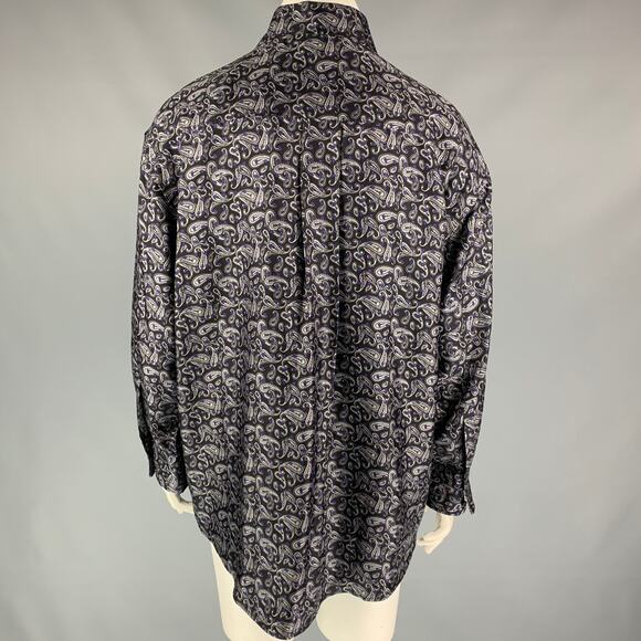 ALEXANDER WANG Size 10 Navy & Grey Paisley Silk Layered Shirt - Picture 4 of 6